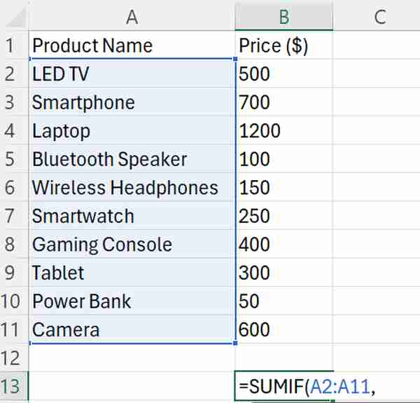 excel formula sumif contains partial text