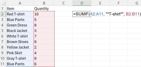 excel sum if contains