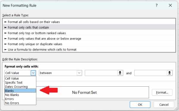 highlight blanks in excel