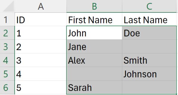 highlight blank cells excel