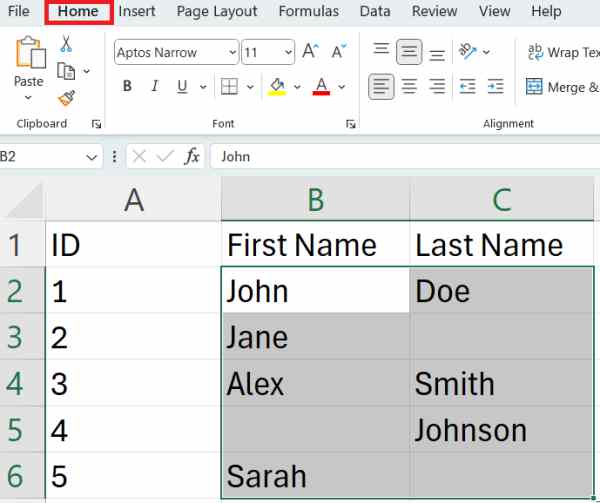 excel highlight if blank