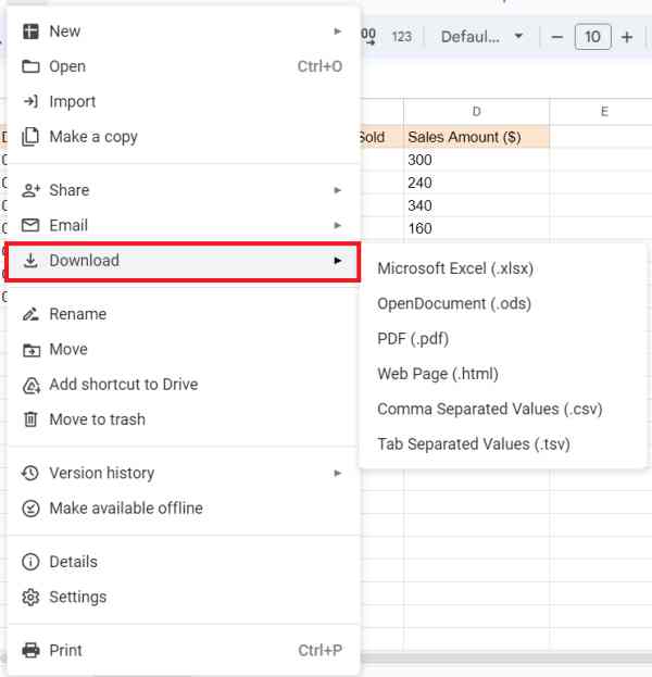 how to download google sheets to excel