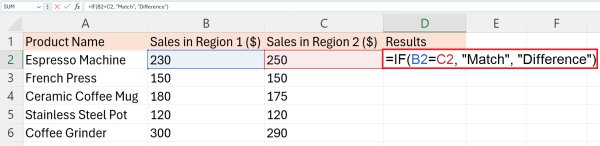 how to compare two excel lists for matches