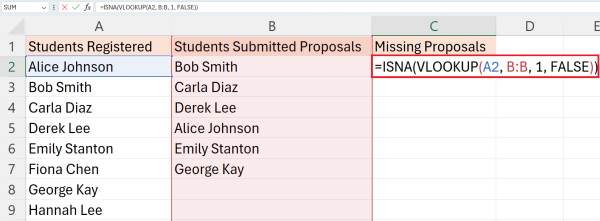 excel compare two columns find missing