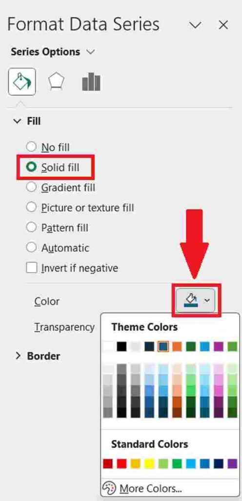 bar chart color in excel based on value