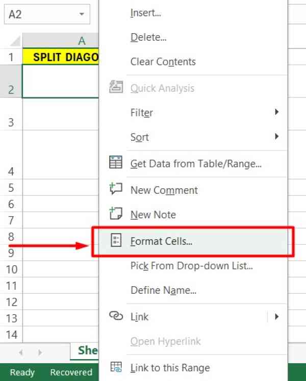 split a cell diagonally and fill half with color in excel