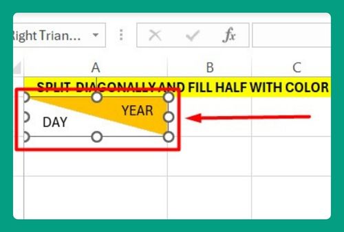 How to Split a Cell Diagonally in Excel And Fill Half With Color