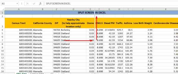 excel split view