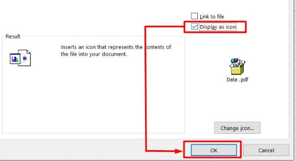 embed pdf in excel