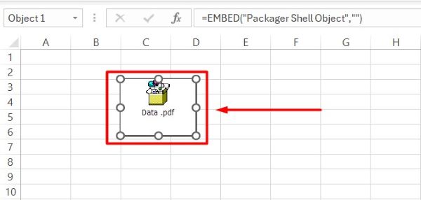 embed a pdf in excel