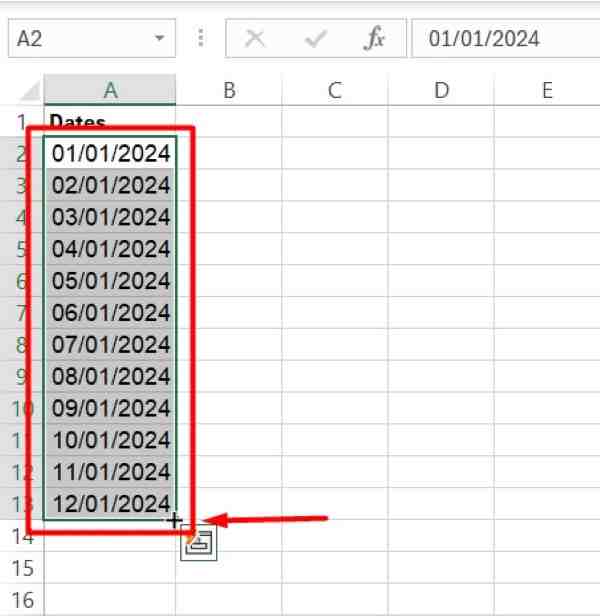 autofill dates in excel