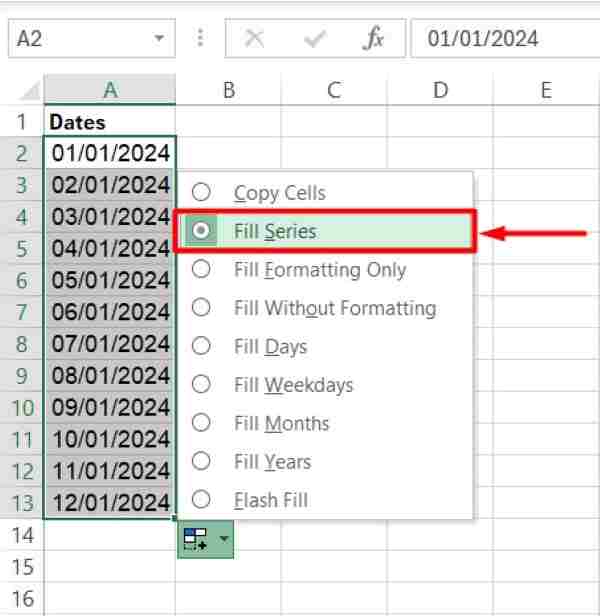 excel autofill dates