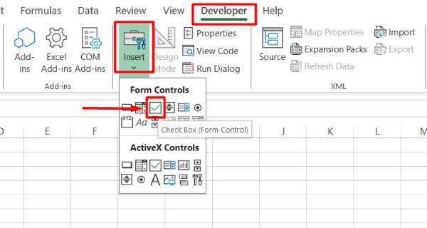 tick box excel