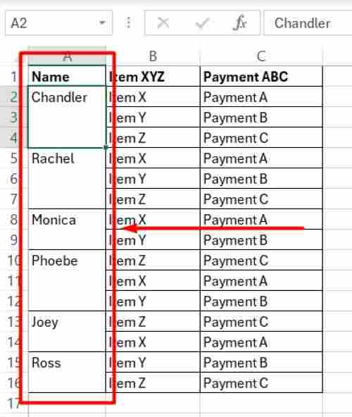 how to copy merged cells in excel