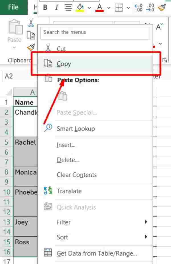 copy merged cells in excel