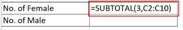 count number of filtered rows in excel