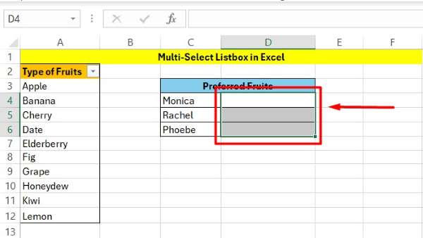 excel multi-select listbox