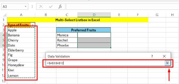 excel multiselect listbox