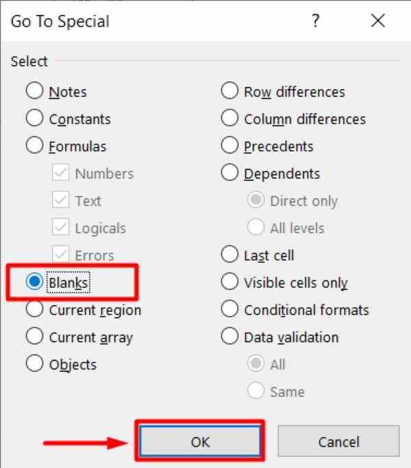 excel fill in blanks with cell above