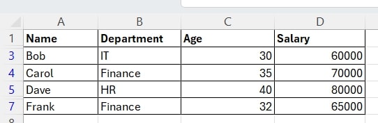 filter based on list excel