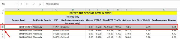 how to freeze second row in excel