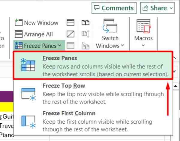 freeze vertical and horizontal panes in excel