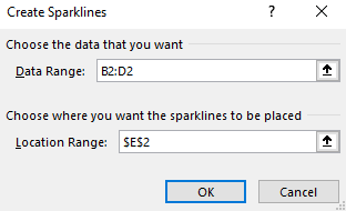 how to insert column sparklines in excel