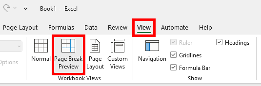 how to remove page break lines in excel