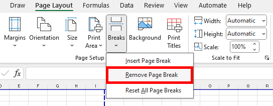 how to remove page lines in excel