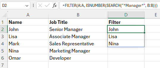 excel wildcard filter