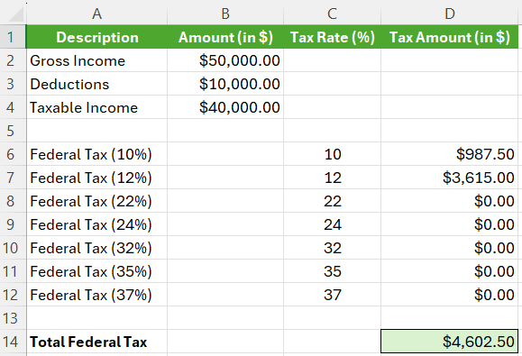 income tax calculator excel