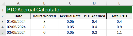 pto calculator excel