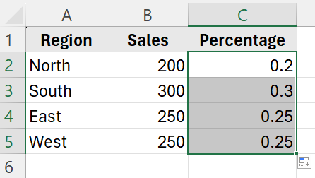 percentage bar in excel