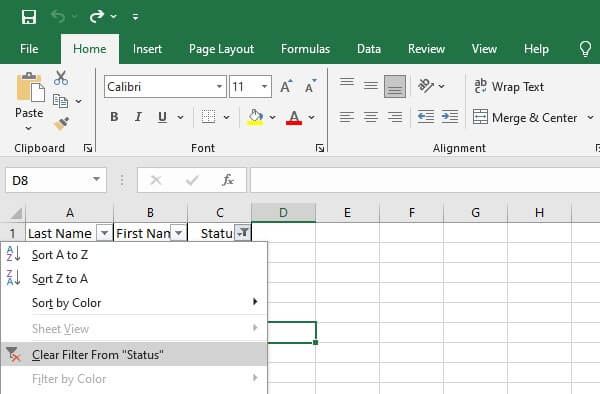 excel how to delete filtered rows