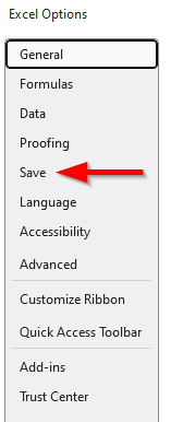 disable auto save excel