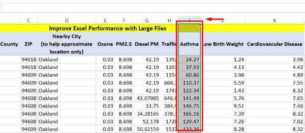 improve excel performance with large files