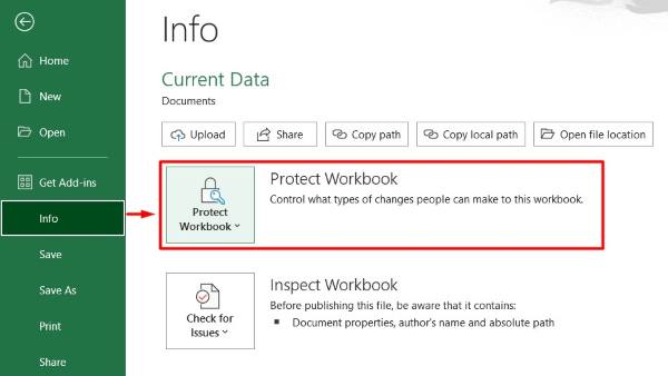 password protect excel files in excel