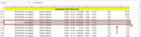 how to highlight selected cells in excel