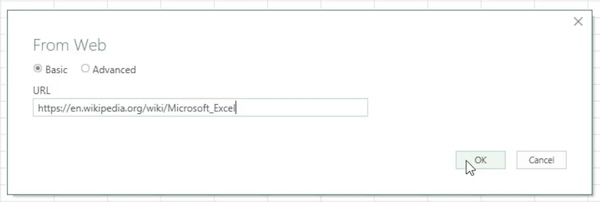 excel import data from website