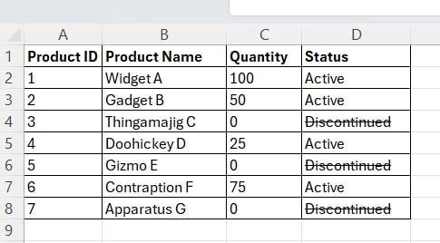 how to filter strikethrough in excel