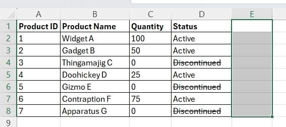 excel filter strikethrough