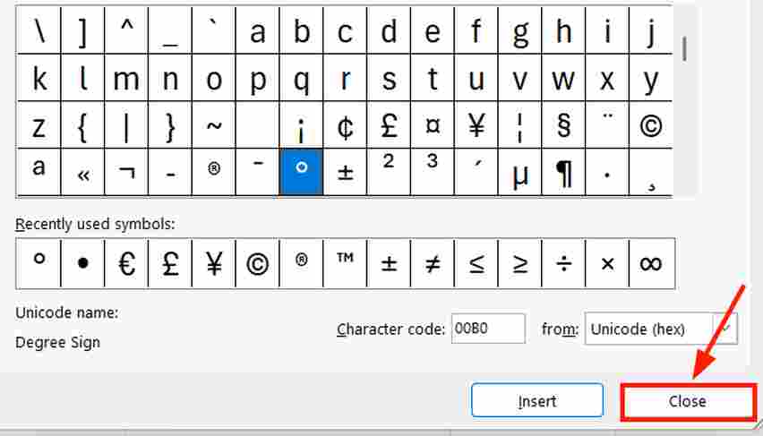 how to add degree symbol in excel
