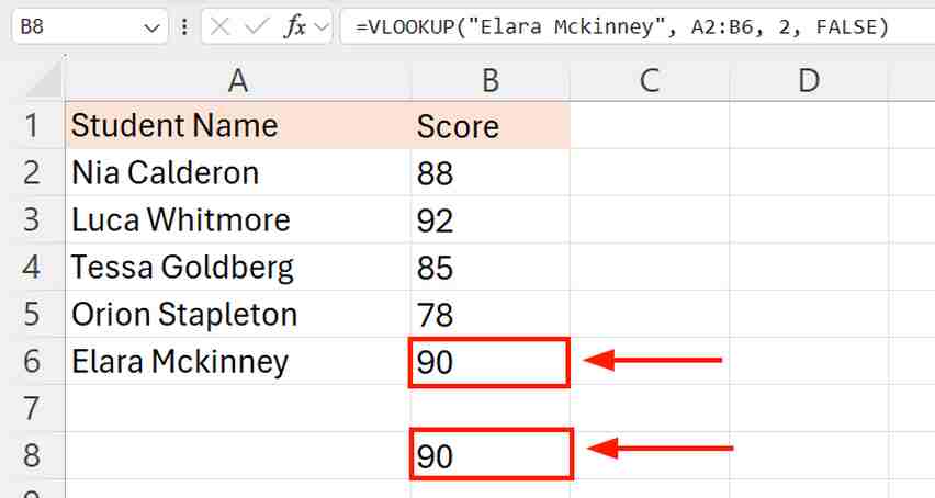 exact match formula in excel
