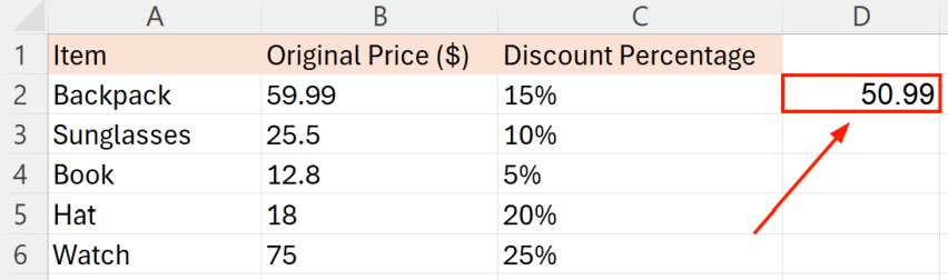 excel formula to subtract percentage