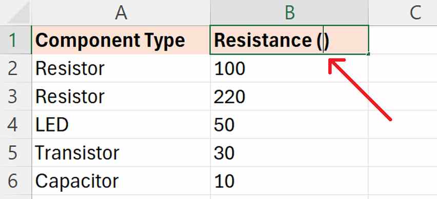 ohm mark excel