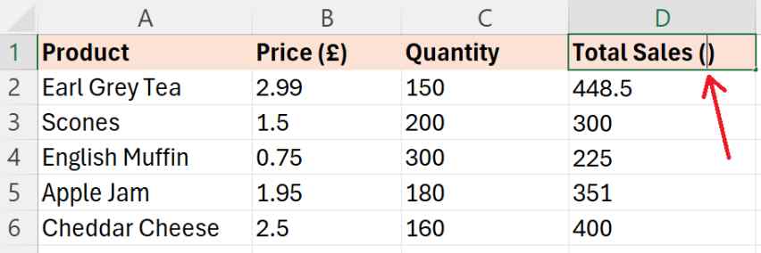 pound symbol excel spreadsheet